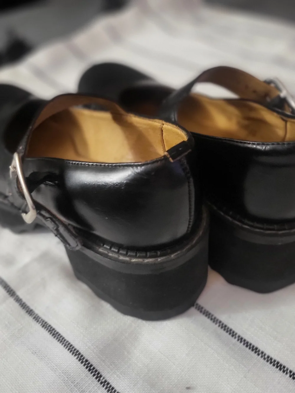 Vintage 90's John Fluevog Black Mary Jane Platform Shoes